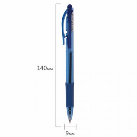 Ручка шариковая масляная автоматическая с грипом PENTEL (Япония) "Fine Line", СИНЯЯ, линия письма 0,27 мм, BK417-CN
