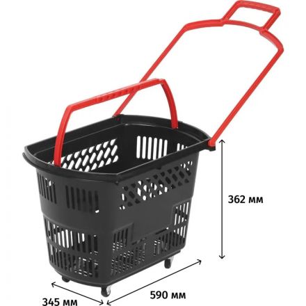 Корзина-тележка REK_Комус Мебель B35C.ECO.BL.RD 35л черн. с крас.руч