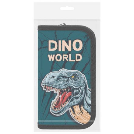 Пенал ПИФАГОР, 2 отделения, ламинированный картон, 19х11 см, "Dino world", 272249