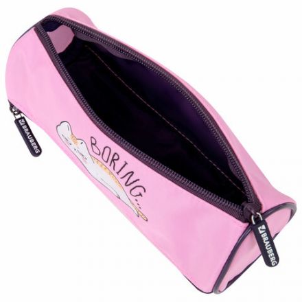 Пенал BRAUBERG, 3 отделения, нейлон, 21х7х7 см, "Lazy cat", 272306