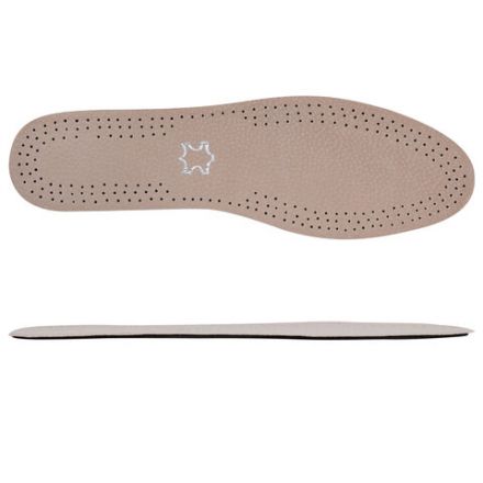 Стельки для обуви из натуральной кожи, УНИВЕРСАЛЬНЫЙ размер RU 34-45 / EU 35-46, с линиями выреза, SHEGRA (ШЕГРА), 700764