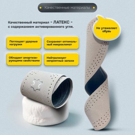 Стельки для обуви из натуральной кожи, УНИВЕРСАЛЬНЫЙ размер RU 34-45 / EU 35-46, с линиями выреза, SHEGRA (ШЕГРА), 700764