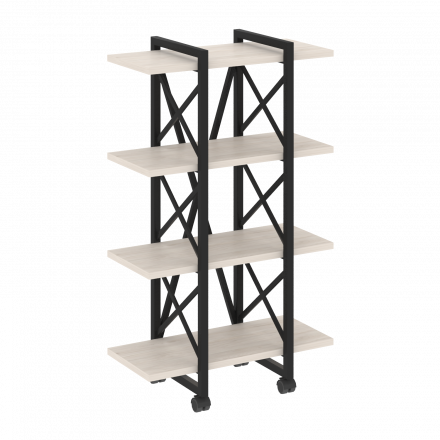 Loft Стеллаж на колесных опорах-4 полки VR.L-MST.K-4.4V Денвер светлый/Чёрный металл 800*400*1334