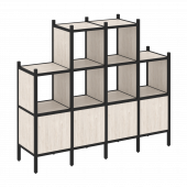 Loft Прямой стеллаж наборный VR.L-16 Денвер светлый/Чёрный металл 1694*446*1458