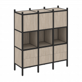 Loft Прямой стеллаж наборный VR.L-08 Дуб аттик/Чёрный металл 1278*446*1458