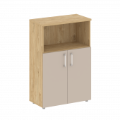 Shift Шкаф средний широкий (2 низких фасада ЛДСП) SK.ST-2.1 Тиквуд светлый/Капучино 800*420*1207 Shift Шкаф средний широкий (2 низких фасада ЛДСП) SK.ST-2.1 Тиквуд светлый/Капучино 800*420*1207