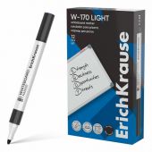 Маркер стираемый для белой доски, ЧЕРНЫЙ, ERICH KRAUSE "W-170 Light", круглый наконечник, 2,5 мм, 63567