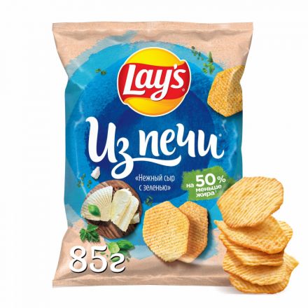 Чипсы Lays из печи нежный сыр с зеленью, 85г Чипсы Lays из печи нежный сыр с зеленью, 85г