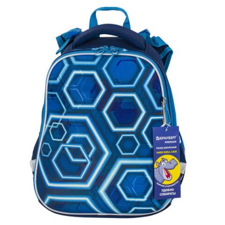 Ранец BRAUBERG PREMIUM, 2 отделения, с брелком, Techno, 38х29х16 см, 227812