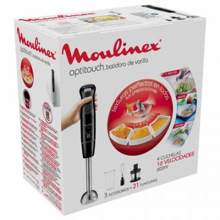 Блендер погружной MOULINEX Optitouch DD833810, 600 Вт, 16 скоростей, 3 насадки, стакан, черный, 7211002825 Блендер погружной MOULINEX Optitouch DD833810, 600 Вт, 16 скоростей, 3 насадки, стакан, черный, 7211002825