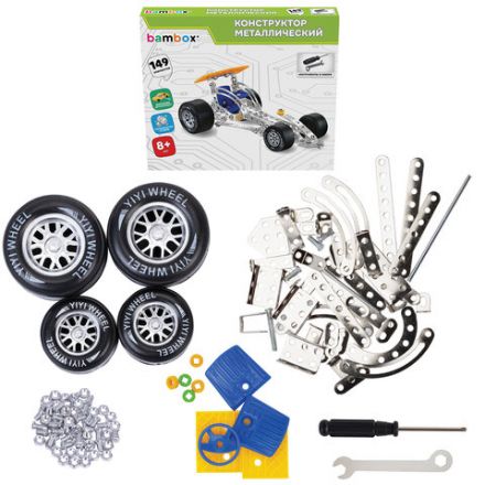 Конструктор металлический "Машинки" 4 вида ассорти, BAMBOX, 666367