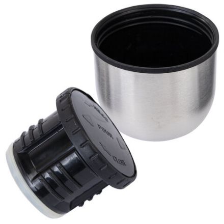 Термос 1 л, BOOMHOUSE (БУМХАУС) CLASSIC, нержавеющая сталь SUS304, черный силиконовый рукав, крышка/кружка, 700308