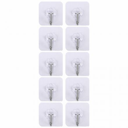 Крючки самоклеящиеся универсальные 6х6 см, КОМПЛЕКТ 10 шт., сталь + ПВХ, LAIMA Home, 608791