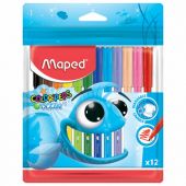Фломастеры MAPED (Франция) "Color'Peps Ocean", 12 цветов, смываемые, вентилируемый колпачок, упаковка, европодвес, 845720