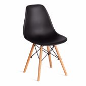 Стул CINDY (EAMES) (mod. 1801) дерево бук/металл/сиденье пластик, 45x51x82 см, Black (черный)