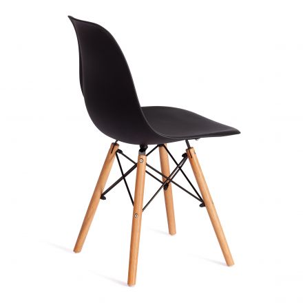 Стул CINDY (EAMES) (mod. 1801) дерево бук/металл/сиденье пластик, 45x51x82 см, Black (черный)