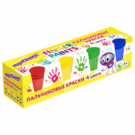 Краски пальчиковые для малышей от 1 года, классические цвета, 4 по 35 мл, ЮНЛАНДИЯ, 192568