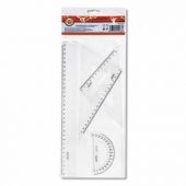 Набор чертежный средний KOH-I-NOOR (линейка 30 см, 2 треугольника, транспортир), прозрачный, европодвес, 750900, 75090000000