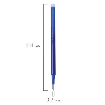 Стержень стираемый гелевый BRAUBERG 111 мм, СИНИЙ, евронаконечник, узел 0,7 мм, линия письма 0,5 мм, 170370