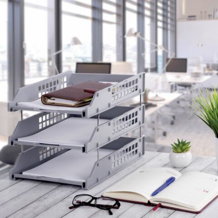 Лотки горизонтальные для бумаг, КОМПЛЕКТ 3 шт., 334х255х271 мм, серый, BRAUBERG GRAND OFFICE, 238110 Лотки горизонтальные для бумаг, КОМПЛЕКТ 3 шт., 334х255х271 мм, серый, BRAUBERG GRAND OFFICE, 238110