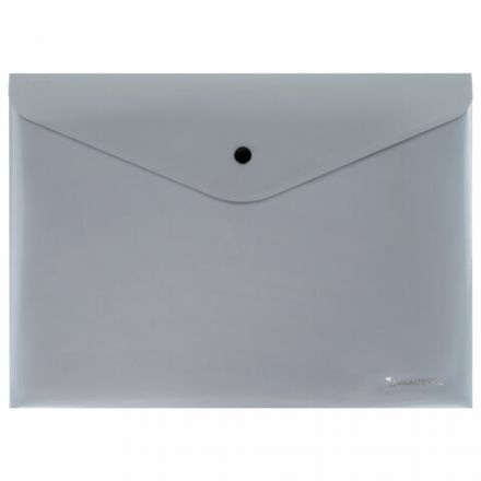 Папка-конверт с кнопкой СЕРЕБРИСТАЯ BRAUBERG "SILVER", А4, непрозрачная, ПРОЧНАЯ 0,2 мм, 272884