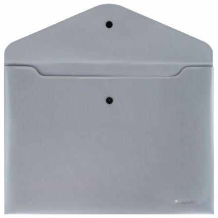 Папка-конверт с кнопкой СЕРЕБРИСТАЯ BRAUBERG "SILVER", А4, непрозрачная, ПРОЧНАЯ 0,2 мм, 272884