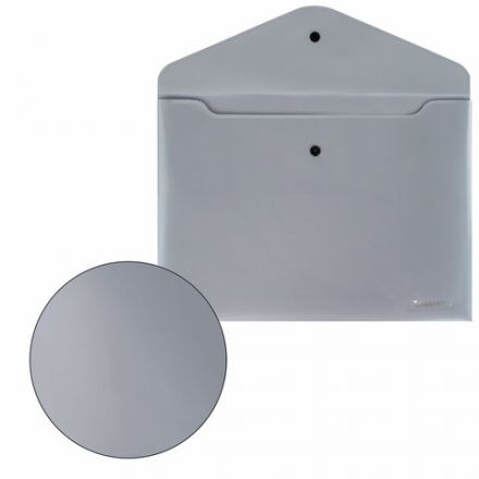 Папка-конверт с кнопкой СЕРЕБРИСТАЯ BRAUBERG "SILVER", А4, непрозрачная, ПРОЧНАЯ 0,2 мм, 272884