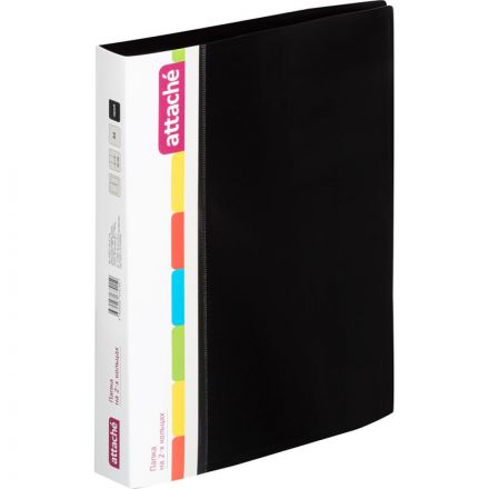 Папка на 2-х кольцах Attache 42 мм черная до 250 листов (пластик 0.7 мм)
