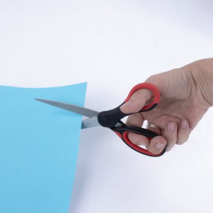 Ножницы BRAUBERG "Office", 210 мм, красно-черные, прорезиненные ручки, 2-х сторонняя заточка, 231566