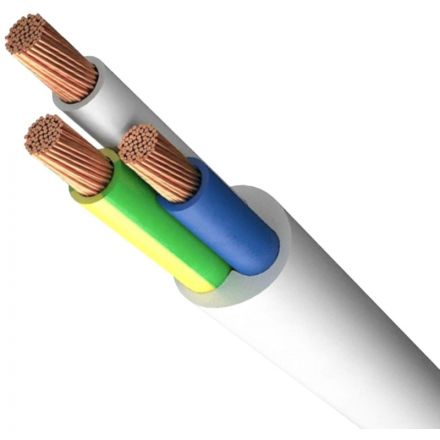Провод ПВС 3х1,5 белый, бухта 100м