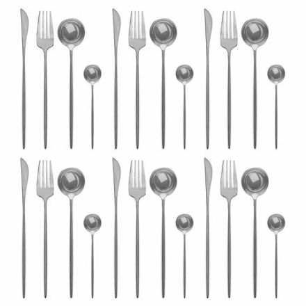 Набор столовых приборов UNIQUE 24 шт., 6 персон, серебристый, нержавеющая сталь, DASWERK (ДАСВЕРК), 609072