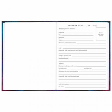 Дневник 5-11 класс 48 л., твердый, BRAUBERG, глянцевая ламинация, с подсказом, "Space cat", 106865