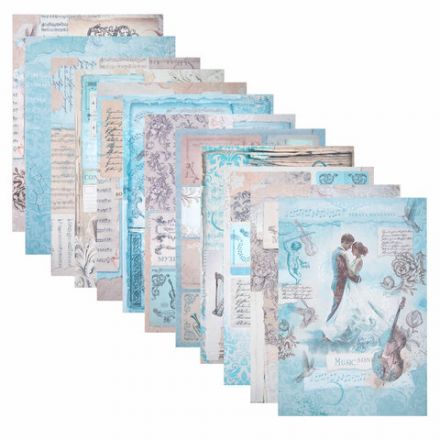 Бумага для скрапбукинга 15х21 см "Нотная Гамма", двусторонняя, 12 листов, 240 г/м2, ОСТРОВ СОКРОВИЩ, 665445