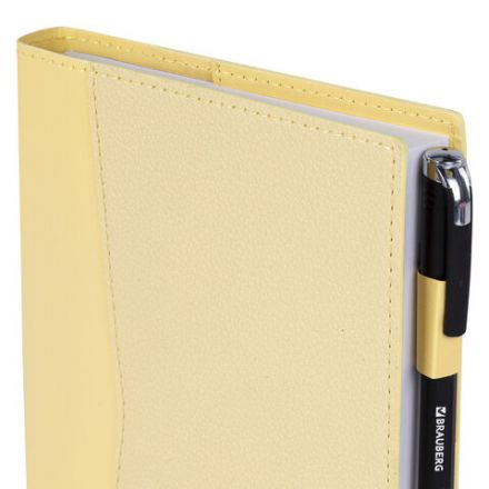 Ежедневник недатированный В6 130х185 мм BRAUBERG "Glam", под кожу, 160 л., желтый, 116222