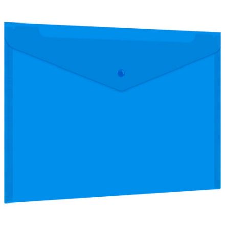 Папка-конверт с кнопкой прозрачная А4, BRAUBERG "UNIVERSAL", до 100 листов, синяя, 0,15 мм, 273071