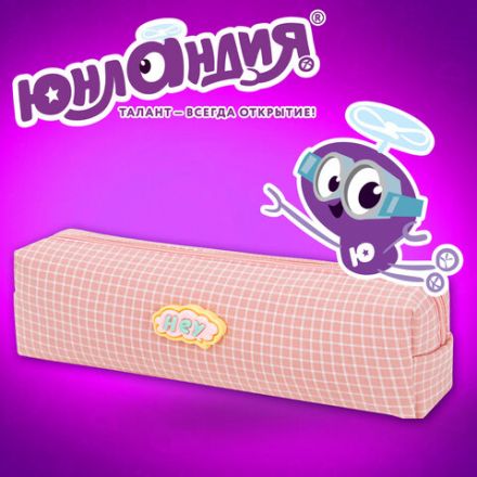 Пенал ЮНЛАНДИЯ ЮНИОР, 1 отделение, полиэстер, аппликация, "Hey", 20х6х4 см, 273801