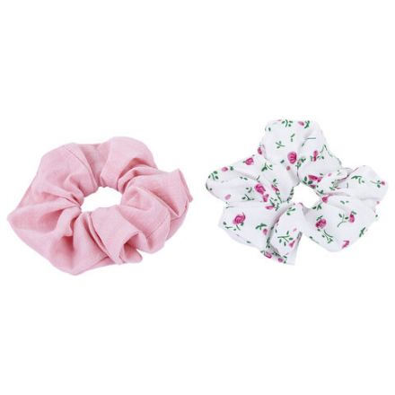 Резинки для волос НАБОР 2 шт., 4х20 см, скранч, розовый, белый, MONTE VITA (МОНТЕ ВИТА), 457073