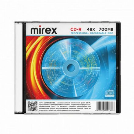 Диск CD-R MIREX, 700 Мб, 48x, Slim Case, КОМПЛЕКТ 5 шт., UL120051A8F Диск CD-R MIREX, 700 Мб, 48x, Slim Case, КОМПЛЕКТ 5 шт., UL120051A8F