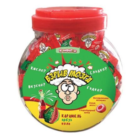 Карамель ВЗРЫВ МОЗГА ассорти 2 вкуса (кола, арбуз), 3 г, КОНФИТОЙ, КТ93624