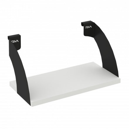 Навесные полки. Кронштейны+ЛДСП полка 400мм MAN-41-4 Белый бриллиант/Чёрный металл 400*220*200