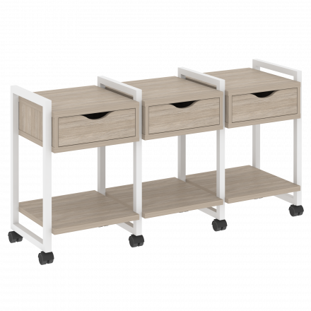 Loft Тумба на колесных опорах наборная. Вариант №4 VR.L-TN-4.K Дуб аттик/Белый металл 1440*460*767