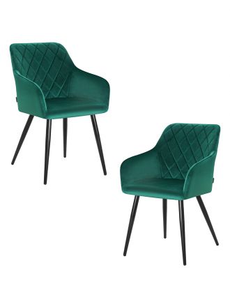 Набор 2 шт Стул обеденный DOBRIN ROBERT, черные матовые ножки, велюр V108-64 Зелёный