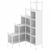 Loft Угловой внутренний стеллаж наборный VR.L-49 Белый бриллиант/Белый металл 1278*1278*2280