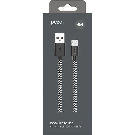 Кабель USB PERO DC-04 micro-USB, 2,5А, 1м, Silver-black
