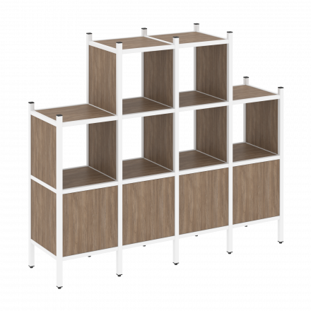 Loft Прямой стеллаж наборный VR.L-16 Дуб аризона/Белый металл 1694*446*1458