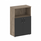 Shift Шкаф средний широкий (2 низких фасада ЛДСП) SK.ST-2.1 Тиквуд тёмный/Антрацит 800*420*1207 Shift Шкаф средний широкий (2 низких фасада ЛДСП) SK.ST-2.1 Тиквуд тёмный/Антрацит 800*420*1207