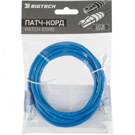 Патч-корд BigTech OPCC015 UTP CCA кат.5e/2м/литой/многожильный (синий)