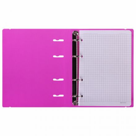 Тетрадь на кольцах А5 175х220 мм, 120 л., пластик, с резинкой, BRAUBERG, Розовый, 404622