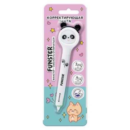 Корректирующая лента FUNSTER (ФАНСТЕР) "Милые зверята", 5 мм x 6 м, ассорти, в блистере, 273982