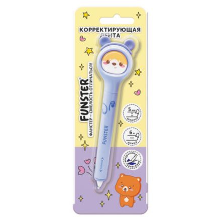 Корректирующая лента FUNSTER (ФАНСТЕР) "Милые зверята", 5 мм x 6 м, ассорти, в блистере, 273982